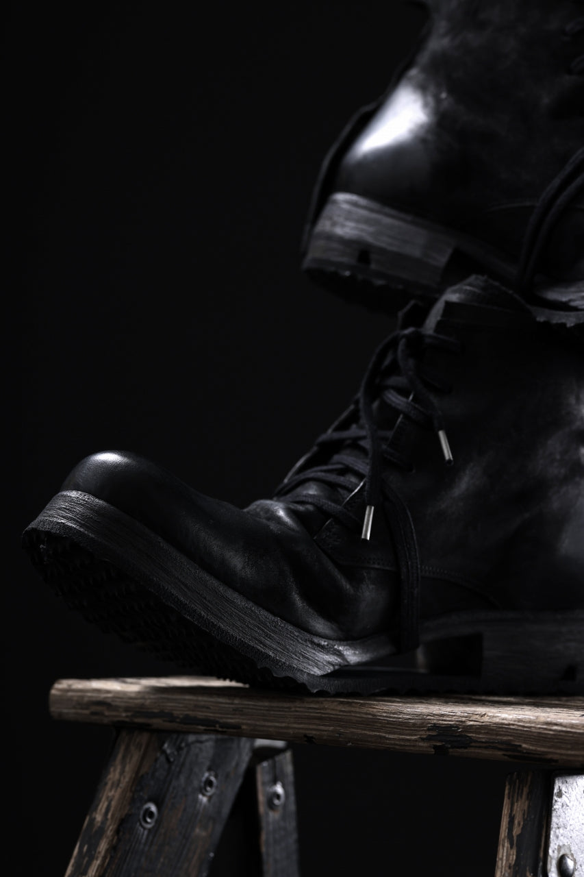 画像をギャラリービューアに読み込む, BORIS BIDJAN SABERI COW LEATHER LACE UP MIDDLE BOOTS / WASHED &amp; HAND-TREATED &quot;BOOT4&quot; (BLACK)