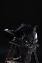 画像をギャラリービューアに読み込む, BORIS BIDJAN SABERI COW LEATHER LACE UP MIDDLE BOOTS / WASHED &amp; HAND-TREATED &quot;BOOT4&quot; (BLACK)