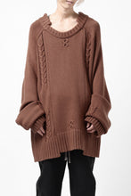 画像をギャラリービューアに読み込む, A.F ARTEFACT LOWGAUGE CABLE KNIT PULLOVER IRREGULAR-HEM (BROWN)