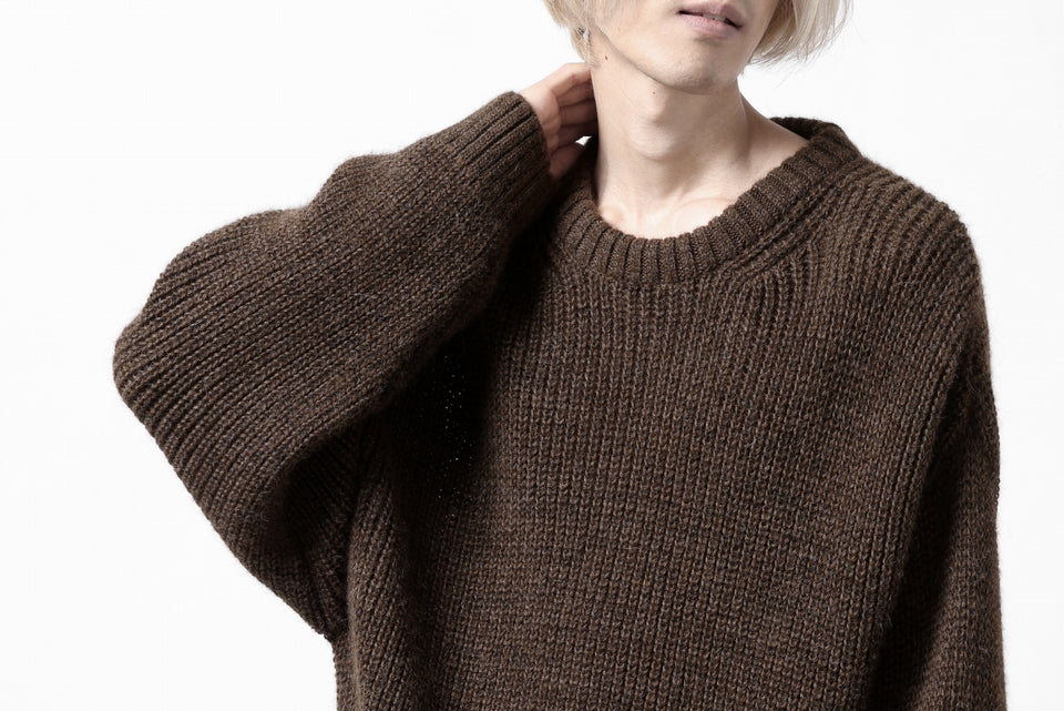 Load image into Gallery viewer, CAPERTICA HEAVY KNIT SWEATER TOP / BABY ALPACA (MIX BROWN)