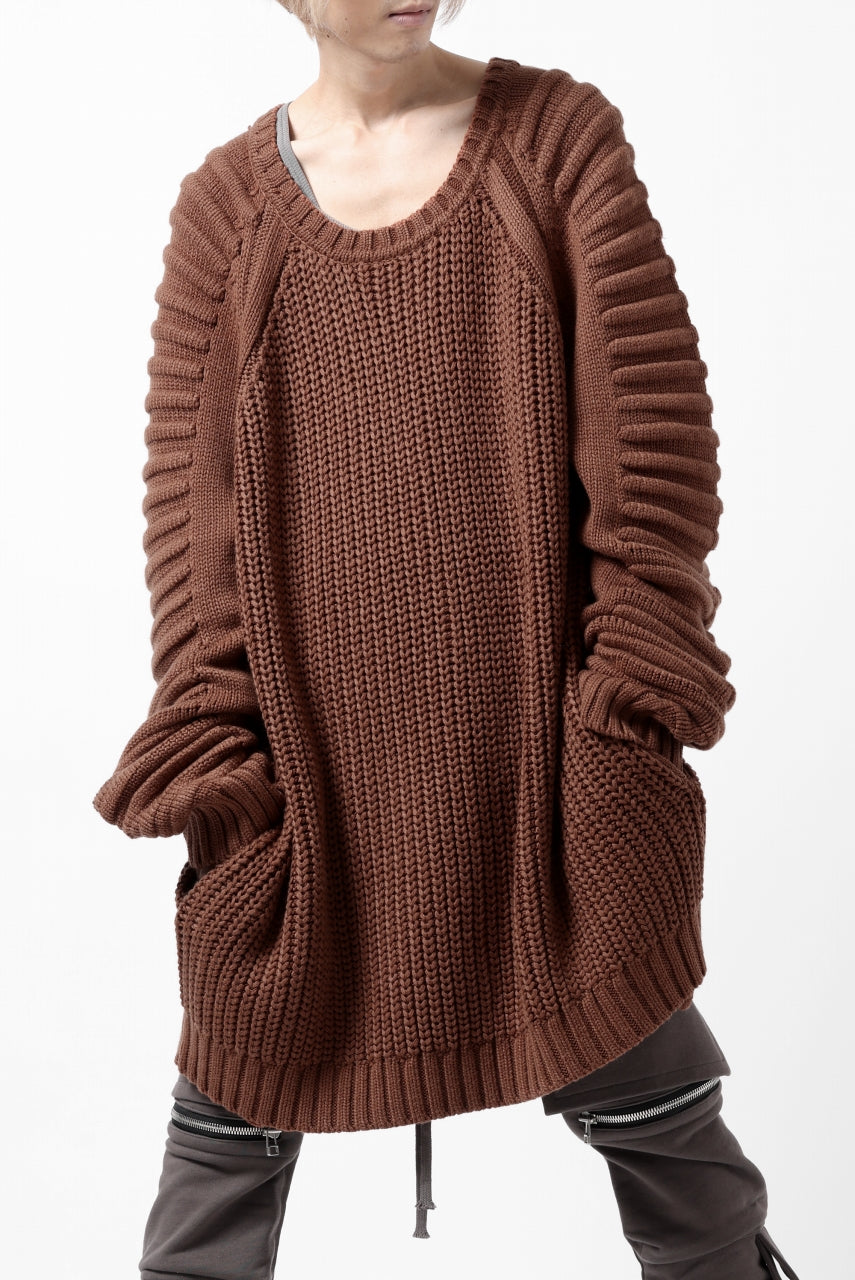 A.F ARTEFACT LOWGAUGE CABLE KNIT PULLOVER LADDER-SLEEVE (BROWN)の ...
