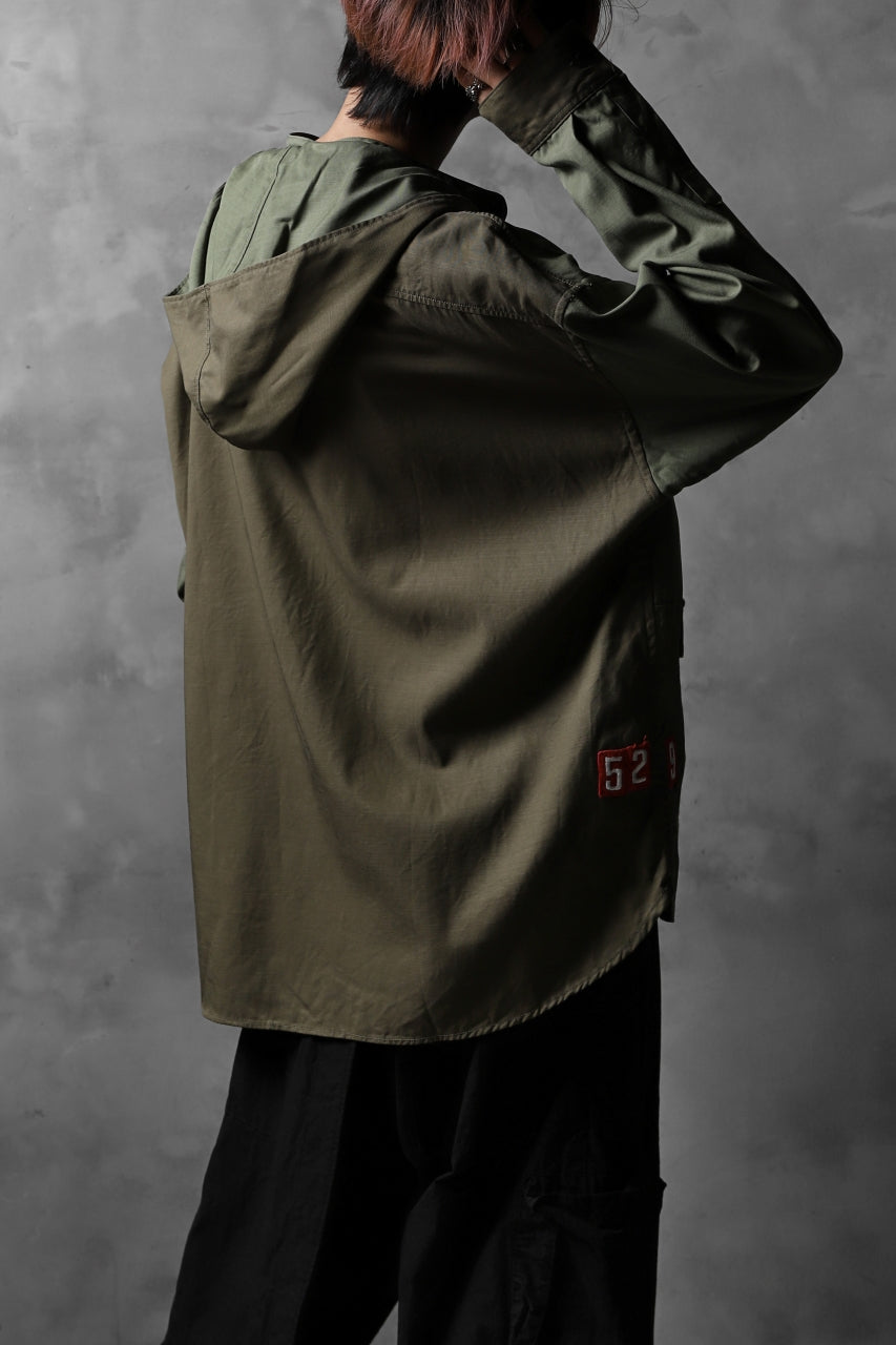 CHANGES VINTAGE REMAKE MILITARY HOODIE SHIRT-PARKA (KHAKI #C)