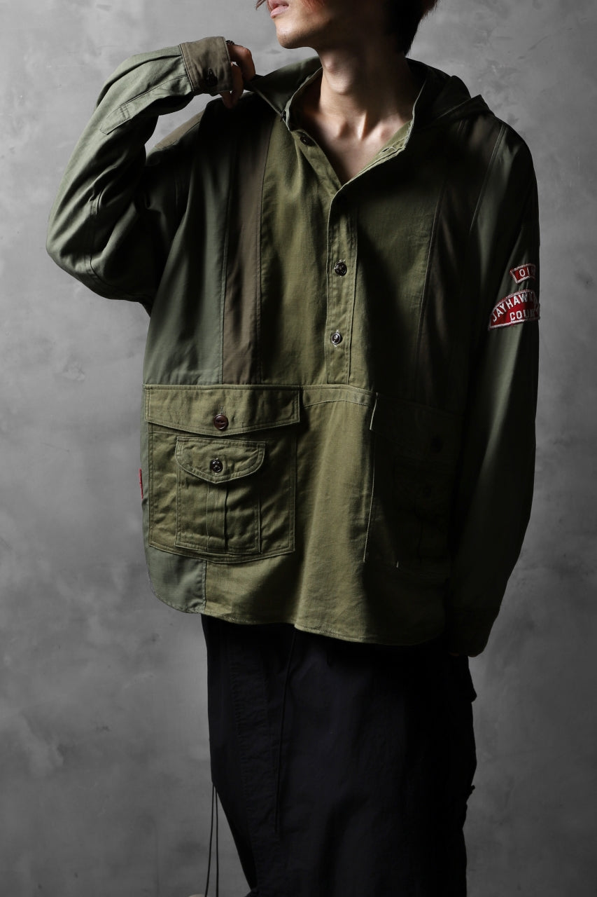 CHANGES VINTAGE REMAKE MILITARY HOODIE SHIRT-PARKA (KHAKI #C)