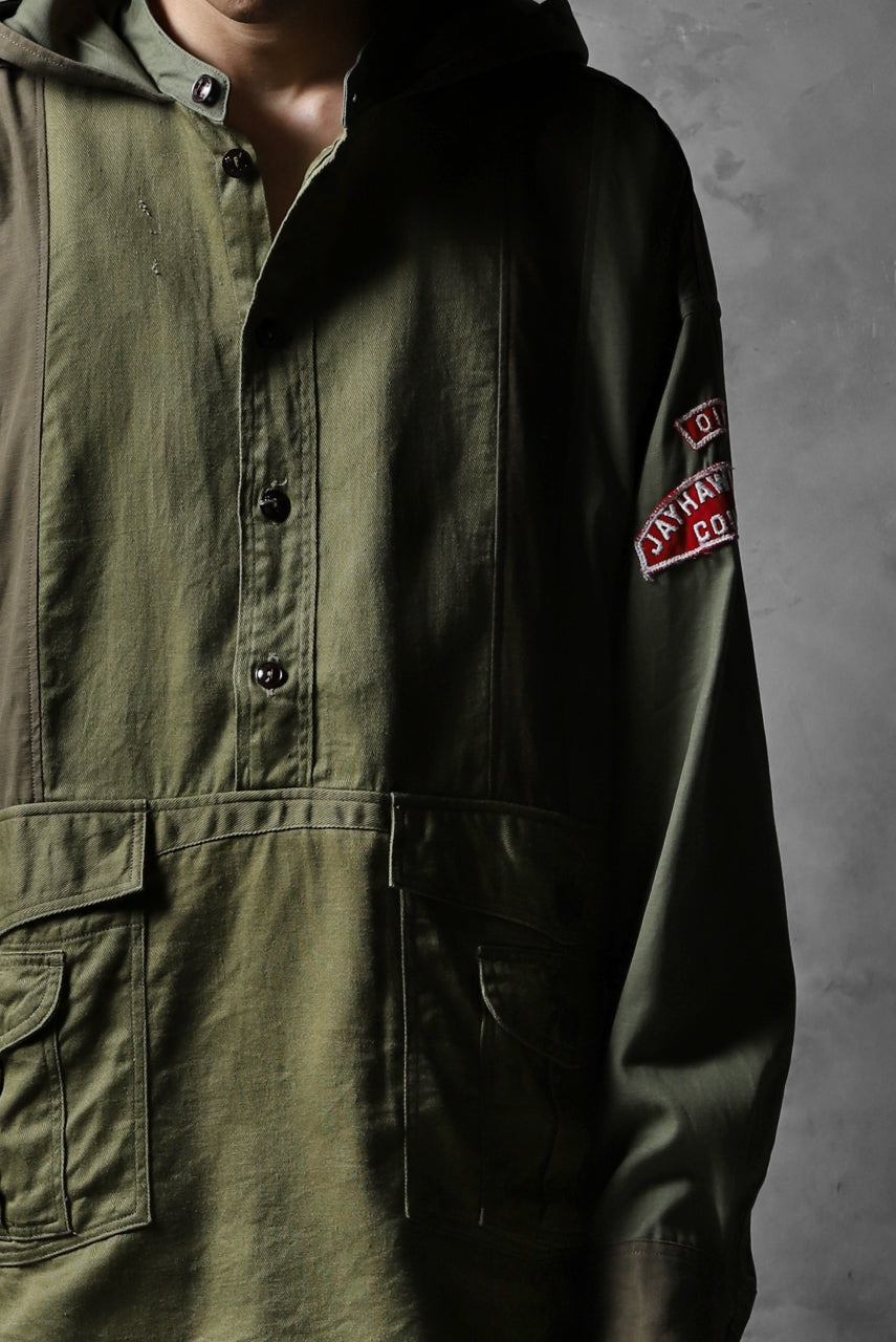 CHANGES VINTAGE REMAKE MILITARY HOODIE SHIRT-PARKA (KHAKI #C)