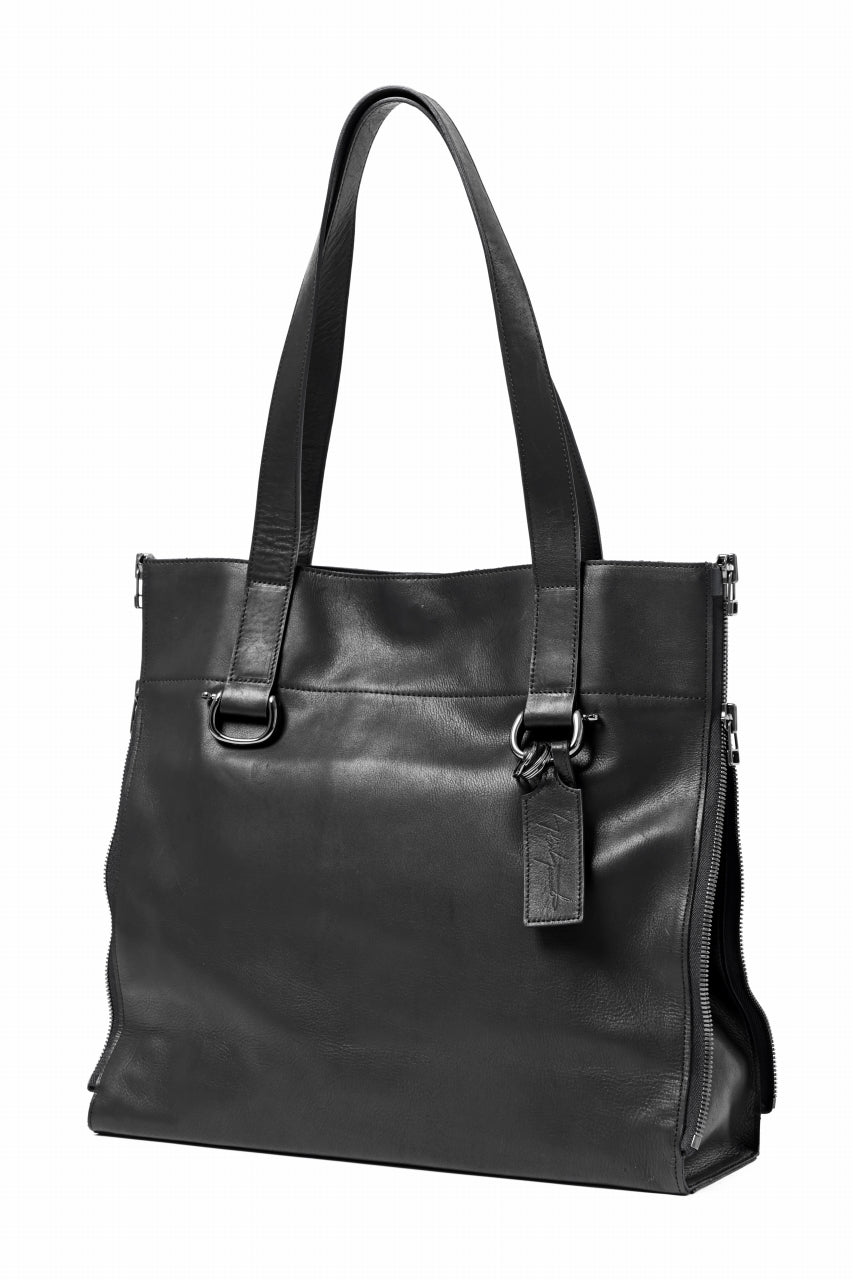 Load image into Gallery viewer, discord Yohji Yamamoto Side Zip Tote Bag L / Soft Shrink Cow Leather (BLACK)