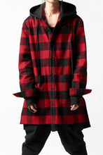 Load image into Gallery viewer, DEFORMATER.® HOODED SHIRT JACKET / HEAVY FLANNEL PLAID (RED×BLACK)