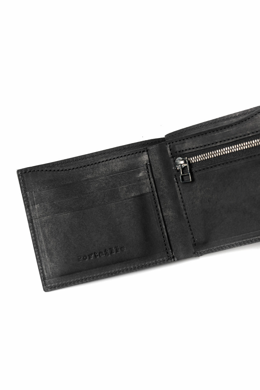 Load image into Gallery viewer, Portaille &quot;Atelier Made&quot; exclusive BI-FOLD WALLET / PUEBLO by Badalassi Carlo (BLACK)