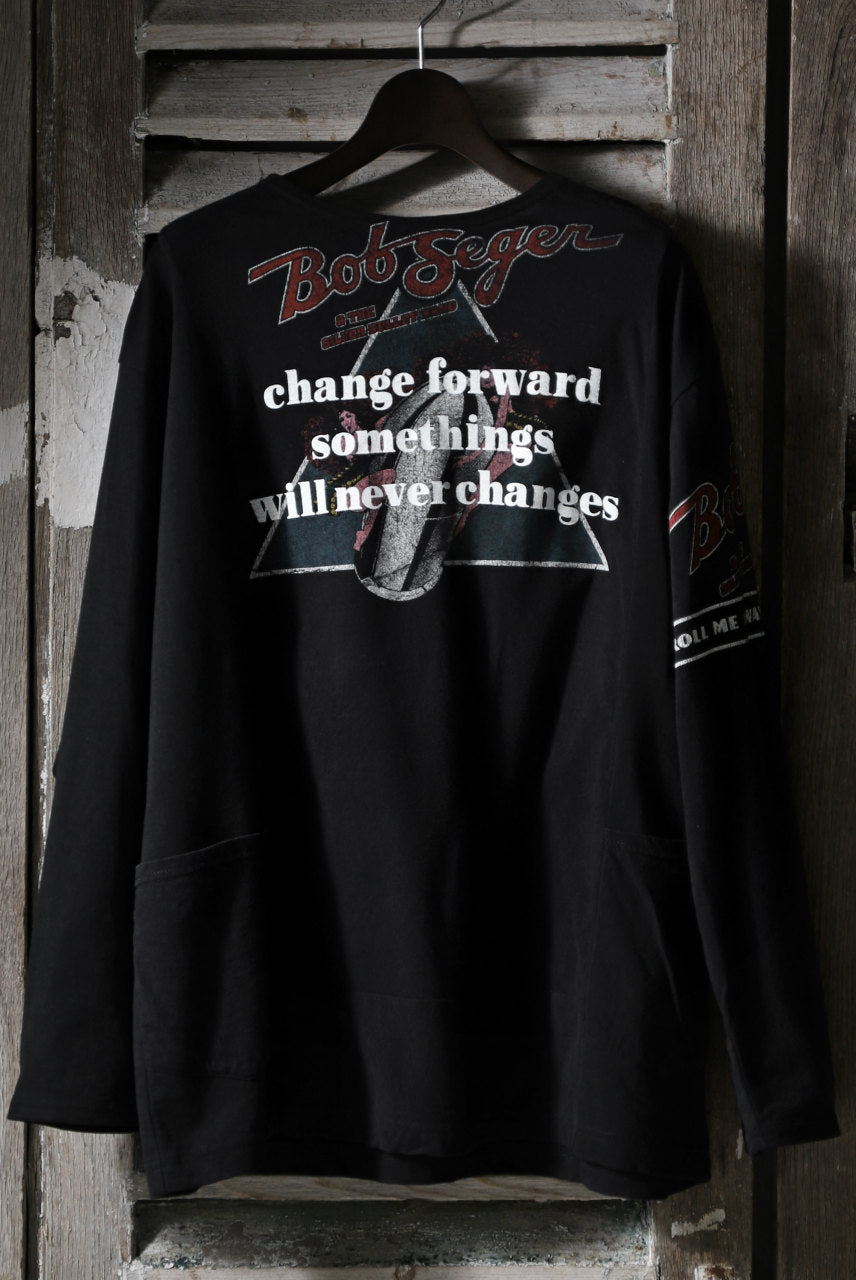 CHANGES  RE;BUILD oversized docking pocket cut&sewn / used+new jersey (BLACK #E)