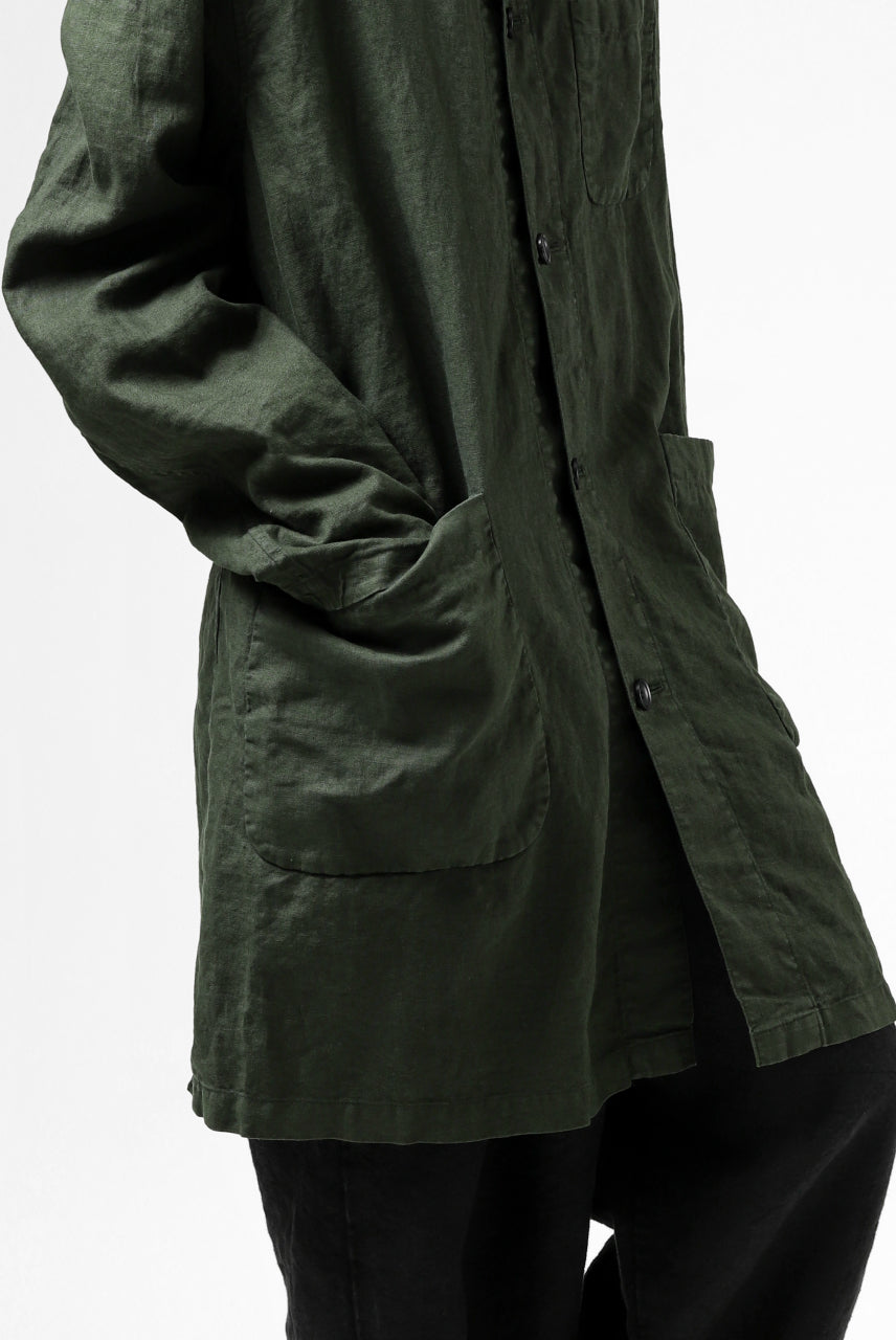 ISAMU KATAYAMA BACKLASH WORK COAT / GARMENT NATURAL DYED LINEN (LEAF)