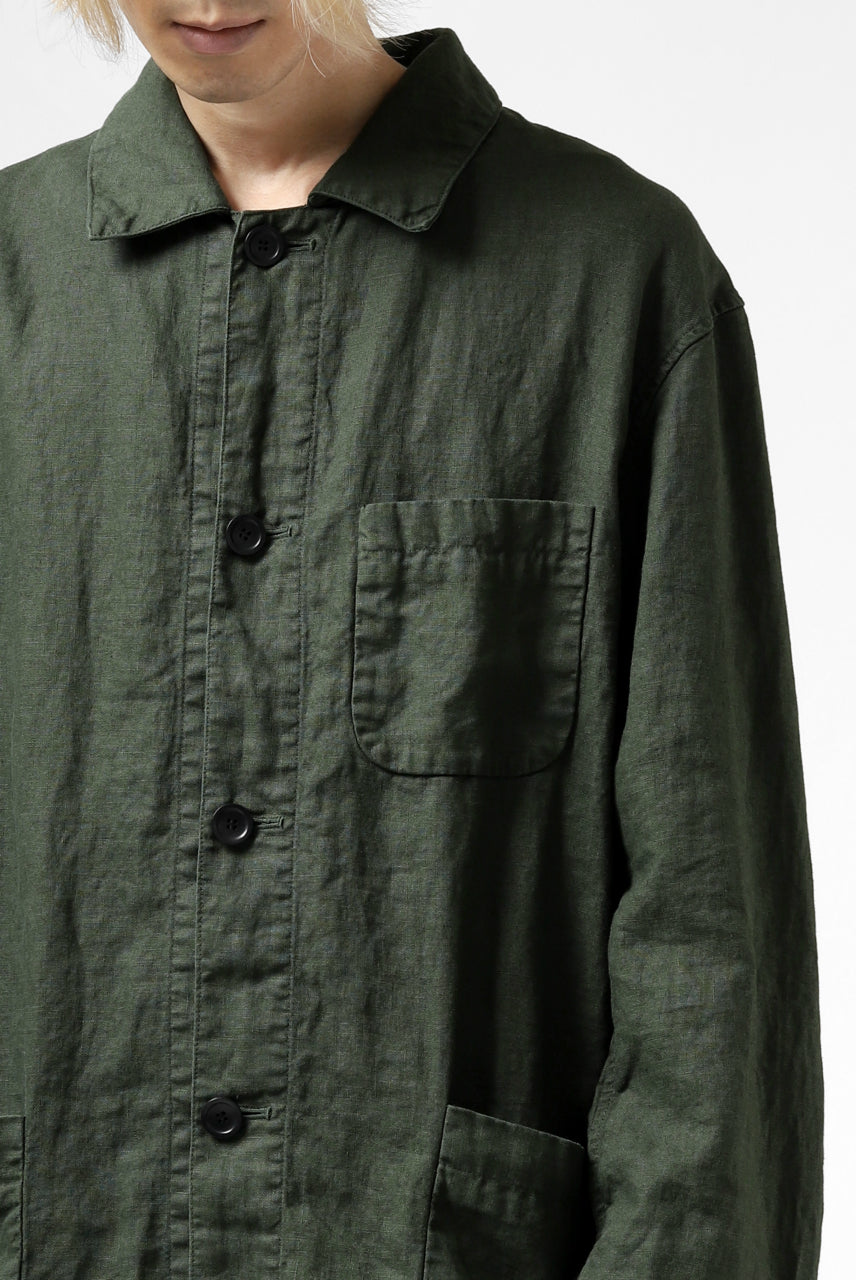 ISAMU KATAYAMA BACKLASH WORK COAT / GARMENT NATURAL DYED LINEN (LEAF)