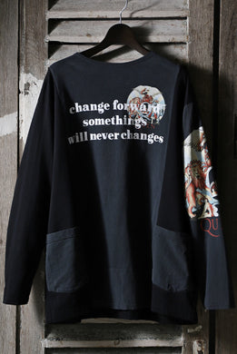 CHANGES VINTAGE REMAKE BOAT-NECK BAND L/S TEE (BLACK #F)