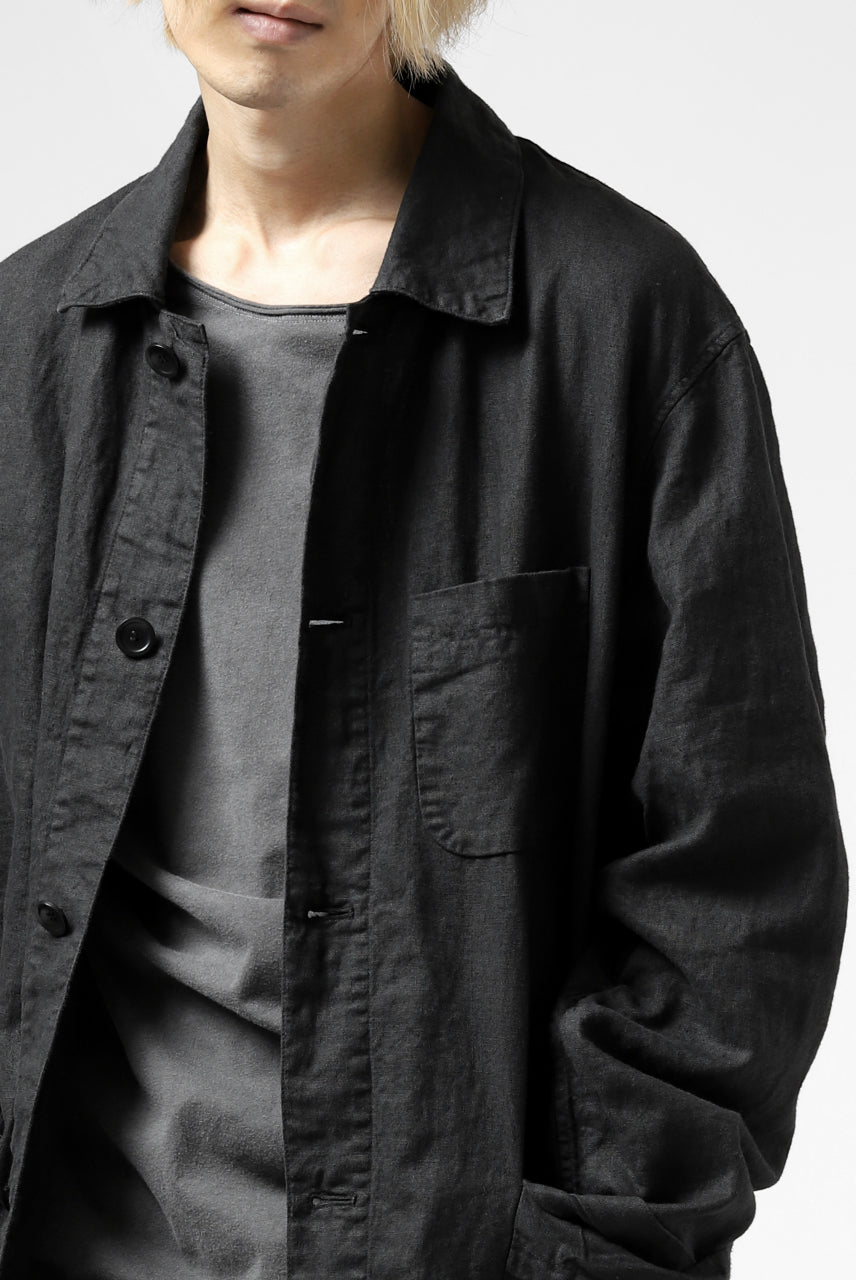 ISAMU KATAYAMA BACKLASH WORK COAT / GARMENT NATURAL DYED LINEN (SUMI)