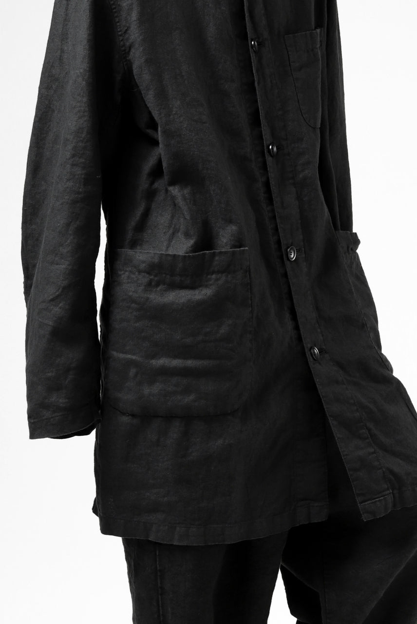 ISAMU KATAYAMA BACKLASH WORK COAT / GARMENT NATURAL DYED LINEN (SUMI)