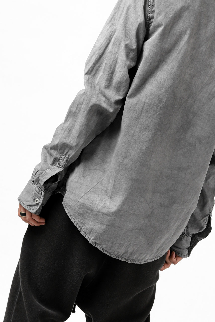 daub PLAIN COLLAR SHIRT / COLD DYED ORGANIC COTTON (GREY)