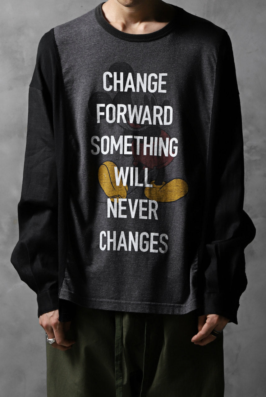 CHANGES VINTAGE REMAKE LONG SLEEVE SHIRT TOPS (GREY x BLACK #MICKEY)
