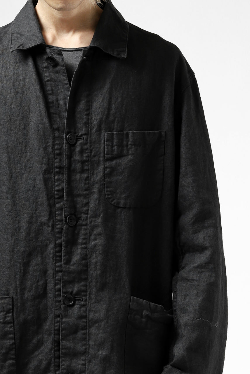 ISAMU KATAYAMA BACKLASH WORK COAT / GARMENT NATURAL DYED LINEN (SUMI)