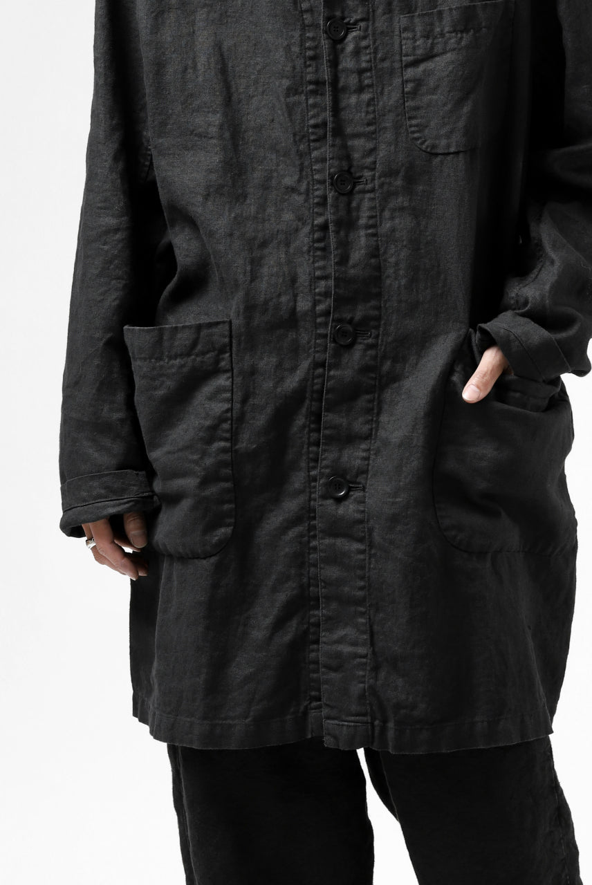 ISAMU KATAYAMA BACKLASH WORK COAT / GARMENT NATURAL DYED LINEN (SUMI)