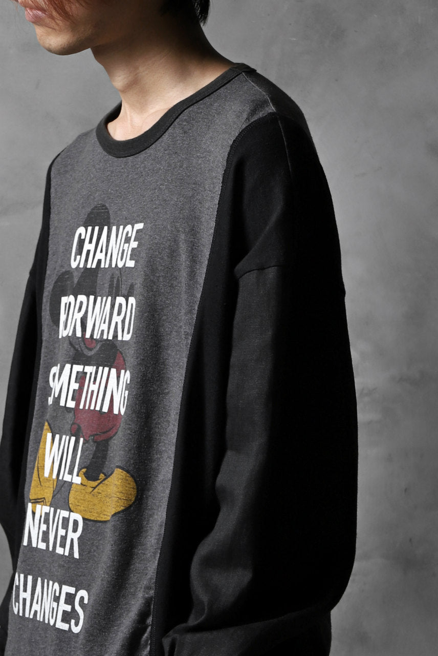 CHANGES VINTAGE REMAKE LONG SLEEVE SHIRT TOPS (GREY x BLACK #MICKEY)