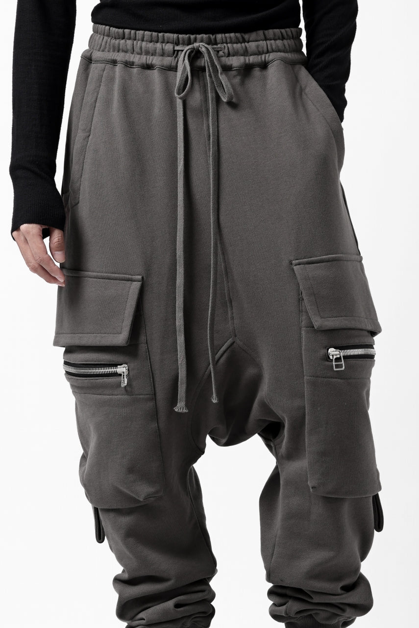 A.F ARTEFACT ZIPPER SARROUEL CARGO PANTS / COTTON SWEAT (GREY)