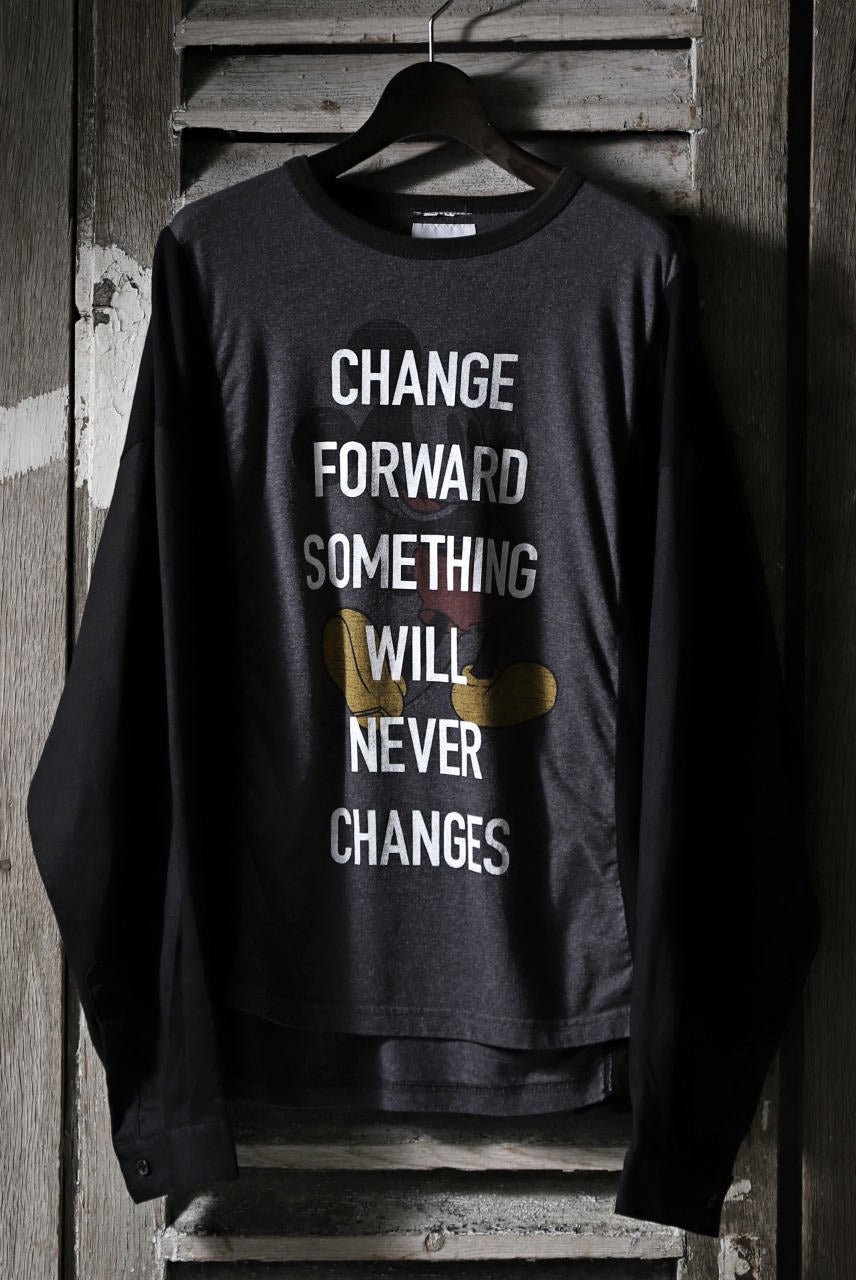 CHANGES VINTAGE REMAKE LONG SLEEVE SHIRT TOPS (GREY x BLACK #MICKEY)