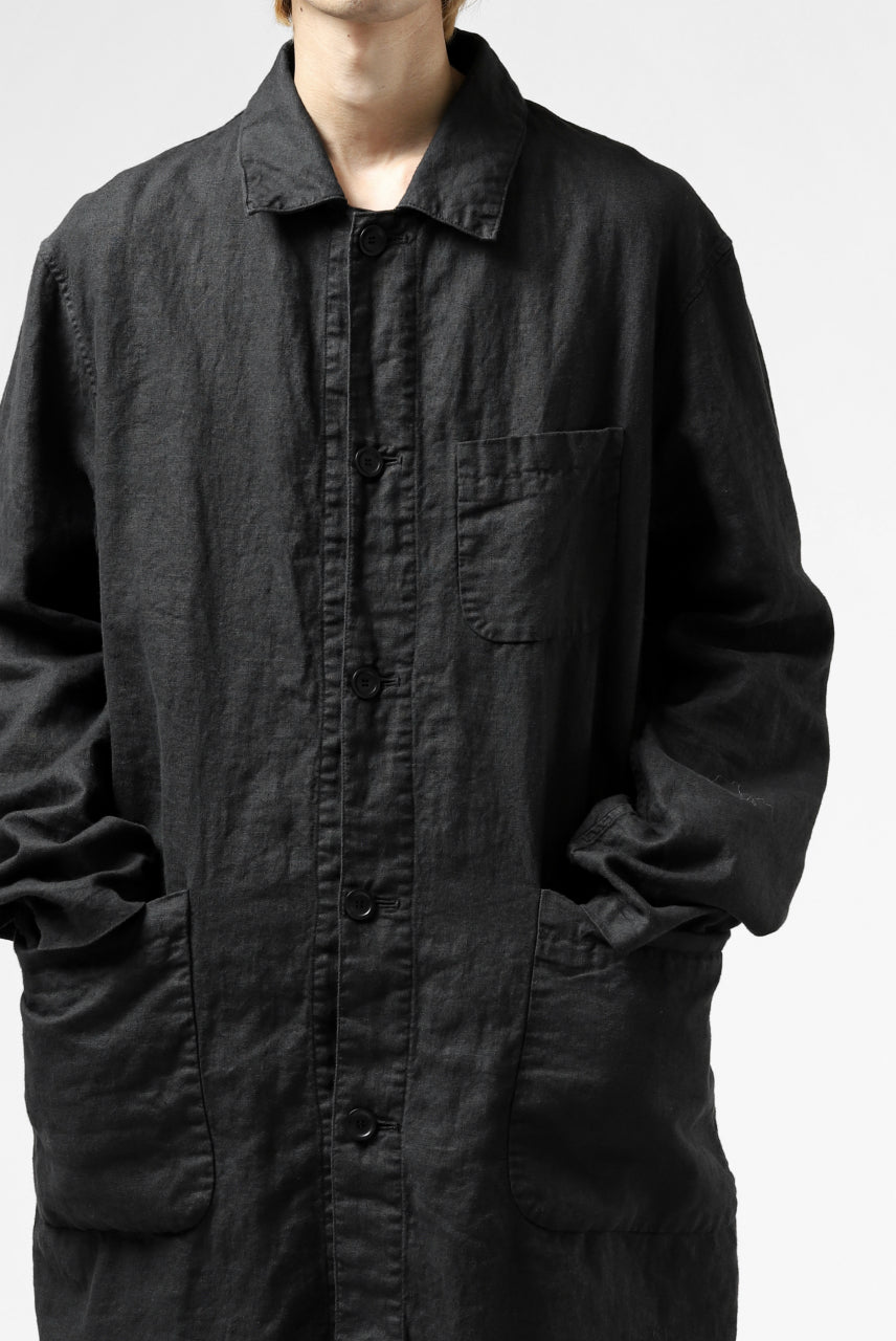 ISAMU KATAYAMA BACKLASH WORK COAT / GARMENT NATURAL DYED LINEN (SUMI)