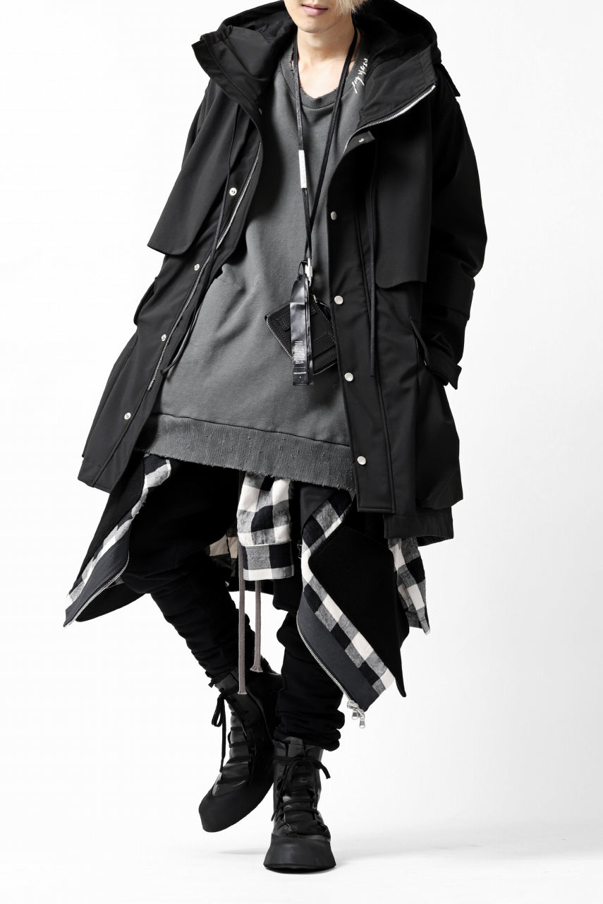 A.F ARTEFACT "Trunk-Show" LIGHT-WARMER MODS COAT / FLEECE BONDING NYLON (BLACK)