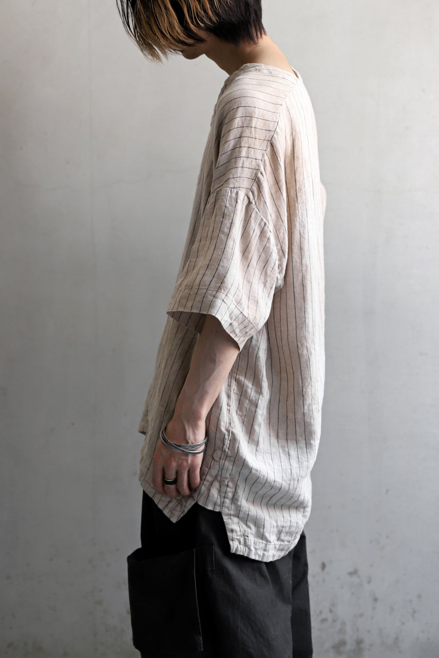 _vital exclusive minimal tunica tops / tea stain dyed linen (BEIGE STRIPE)