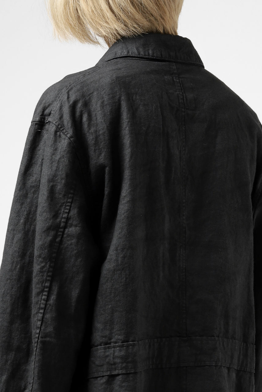 ISAMU KATAYAMA BACKLASH WORK COAT / GARMENT NATURAL DYED LINEN (SUMI)