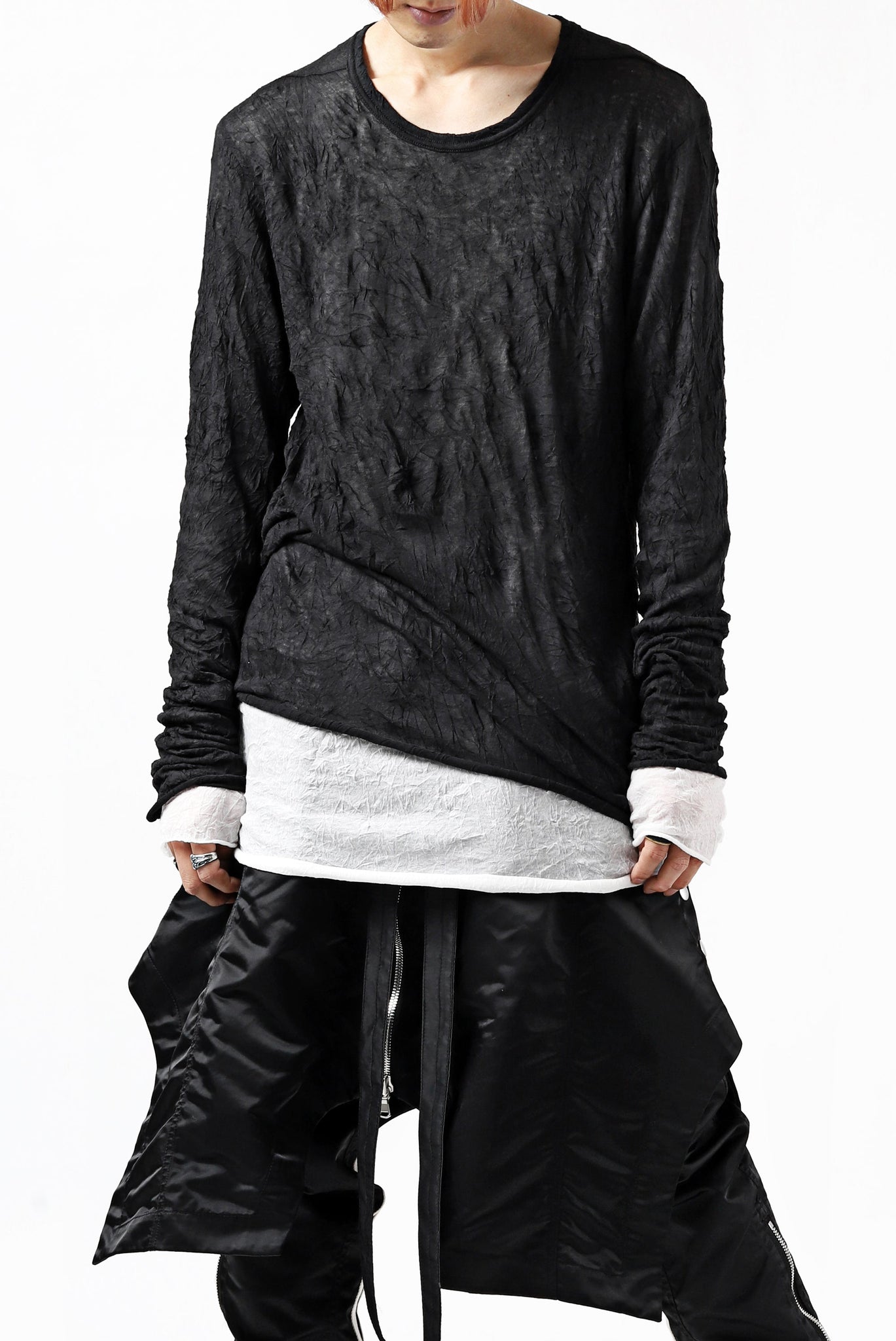 A.F ARTEFACT DOUBLE LAYERED LONG SLEEVE TOPS (BLACK×WHITE)