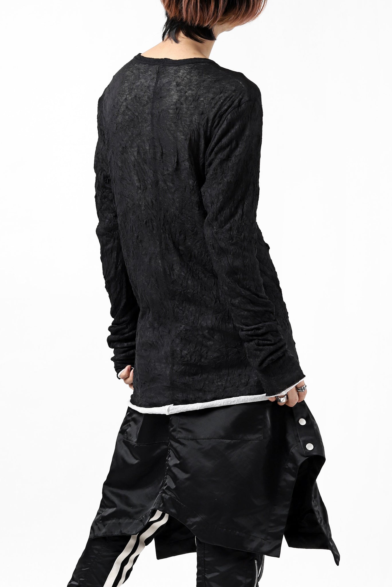 A.F ARTEFACT DOUBLE LAYERED LONG SLEEVE TOPS (BLACK×WHITE)