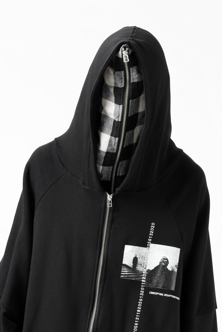 Load image into Gallery viewer, A.F ARTEFACT &quot;DOUBLES&quot; LOOSEY LONG ZIP HOODIE (BLACK x WHITE)