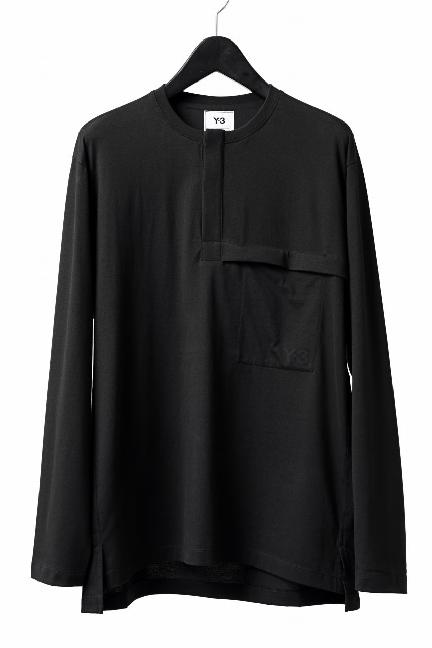 Y-3 Yohji Yamamoto HENLEY NECK LS TOPS / BCI JERSEY (BLACK)