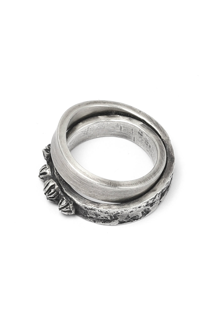 Holzpuppe Barnacle Double Banded Silver Ring (HR-1224)