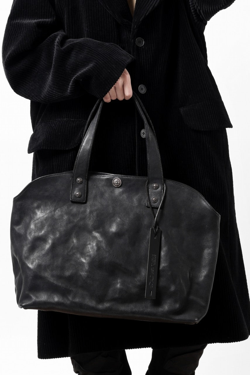 画像をギャラリービューアに読み込む, BACKLASH THE LINE OBJECT DYED TOTE BAG / GUIDI CAMEL + KANGAROO LEATHER with. SV925 (BLACK)