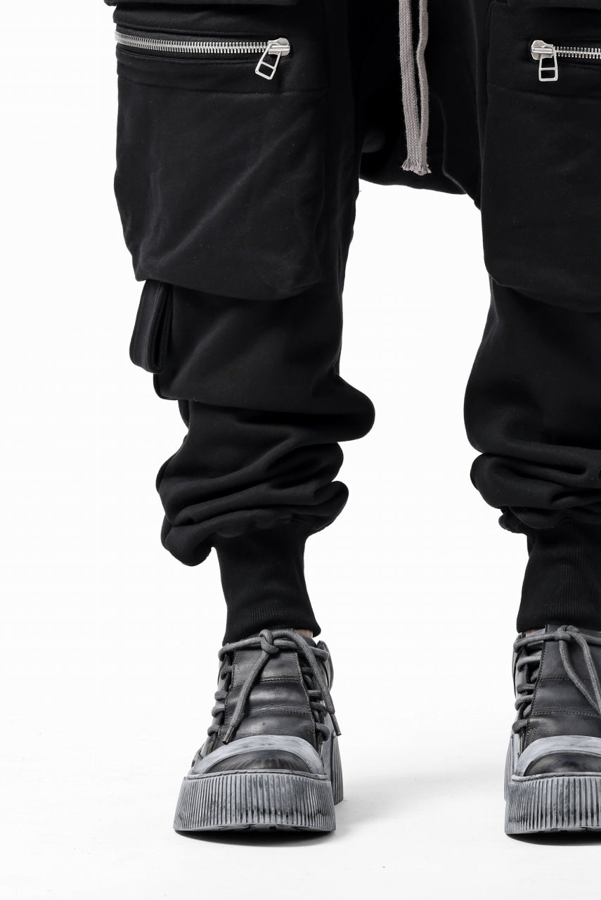 A.F ARTEFACT ZIPPER SARROUEL CARGO PANTS / COTTON SWEAT (BLACK)