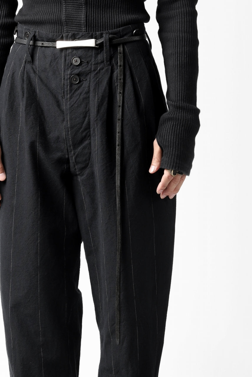 KLASICA MORROW-OCN TAPERED TROUSERS / IKAT DYED STRIPE COTTON  (CARBON)