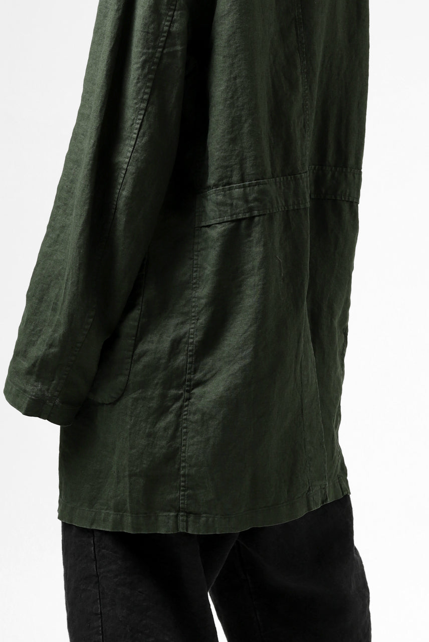 ISAMU KATAYAMA BACKLASH WORK COAT / GARMENT NATURAL DYED LINEN (LEAF)