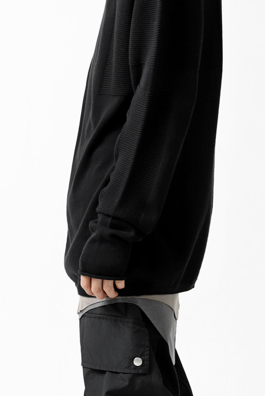 A.F ARTEFACT "WHOLEGARMENT" MOCKNECK KNIT PULLOVER (BLACK)