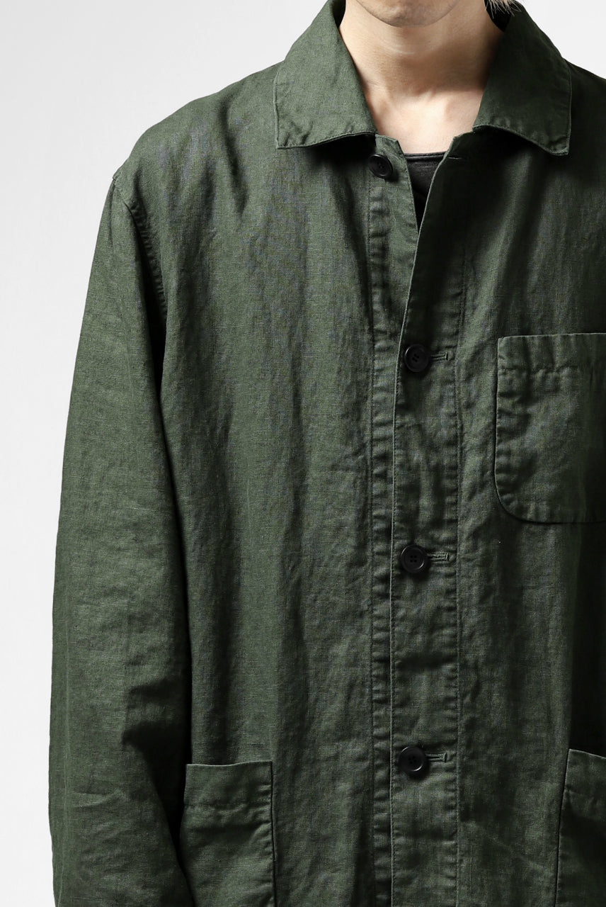 ISAMU KATAYAMA BACKLASH WORK COAT / GARMENT NATURAL DYED LINEN (LEAF)