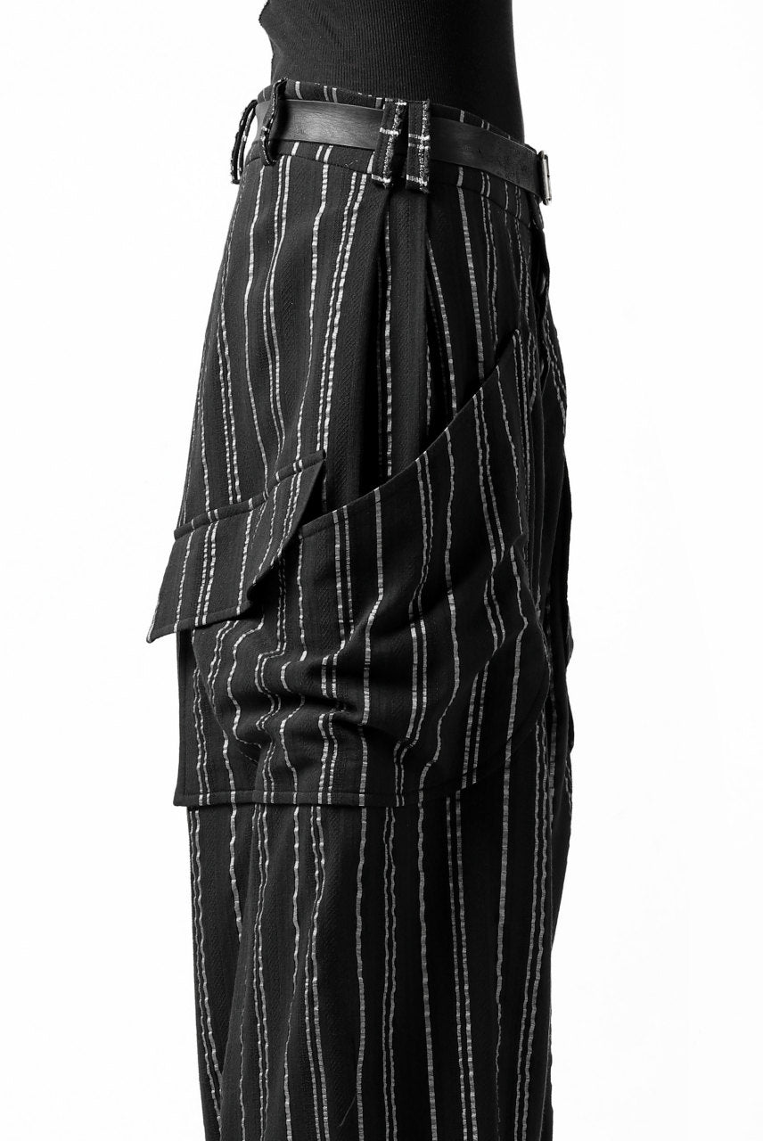 Load image into Gallery viewer, SOSNOVSKA exclusive LOADED POCKETS PANTS (BLACK × SILVER STRIPE)