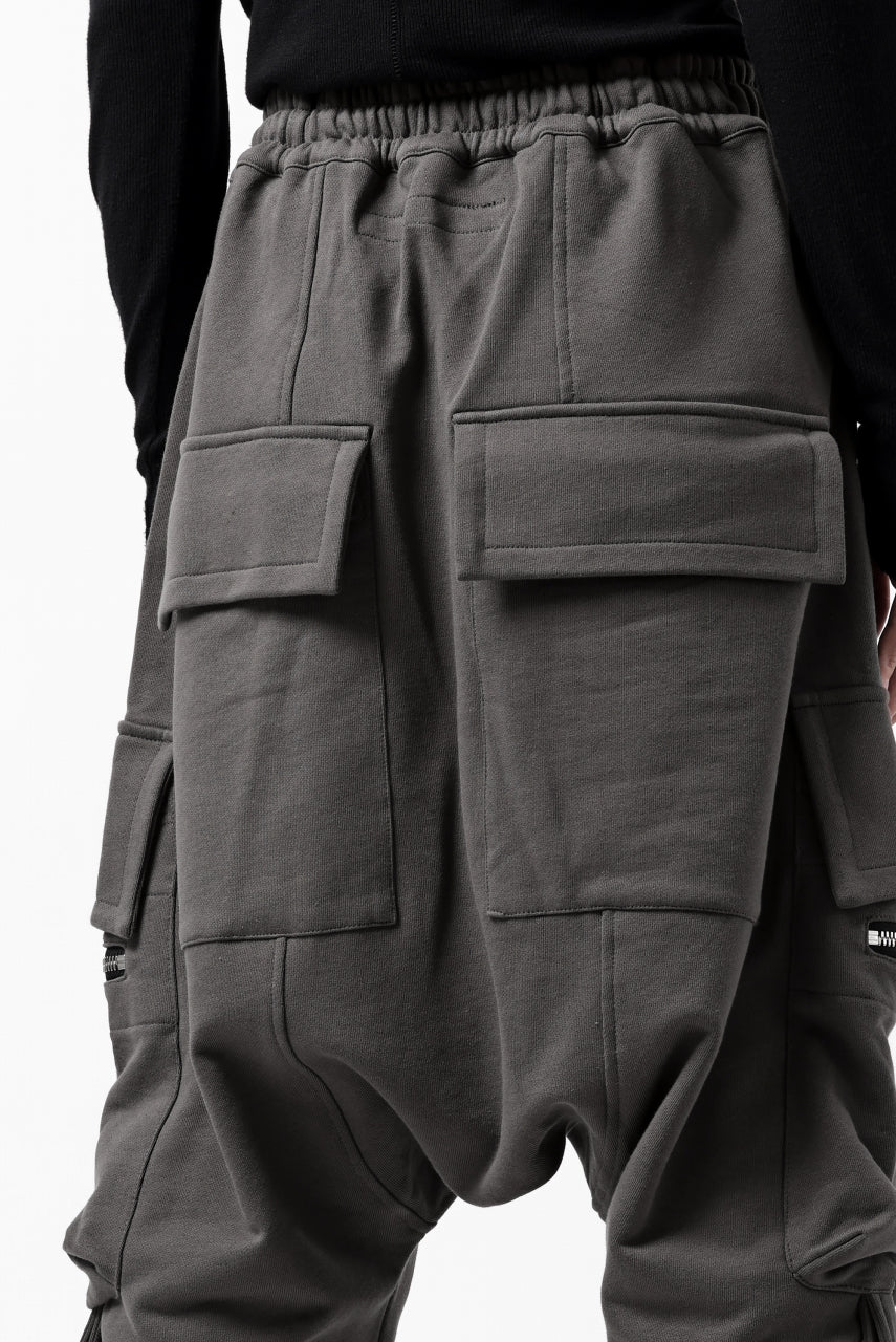 A.F ARTEFACT ZIPPER SARROUEL CARGO PANTS / COTTON SWEAT (GREY)