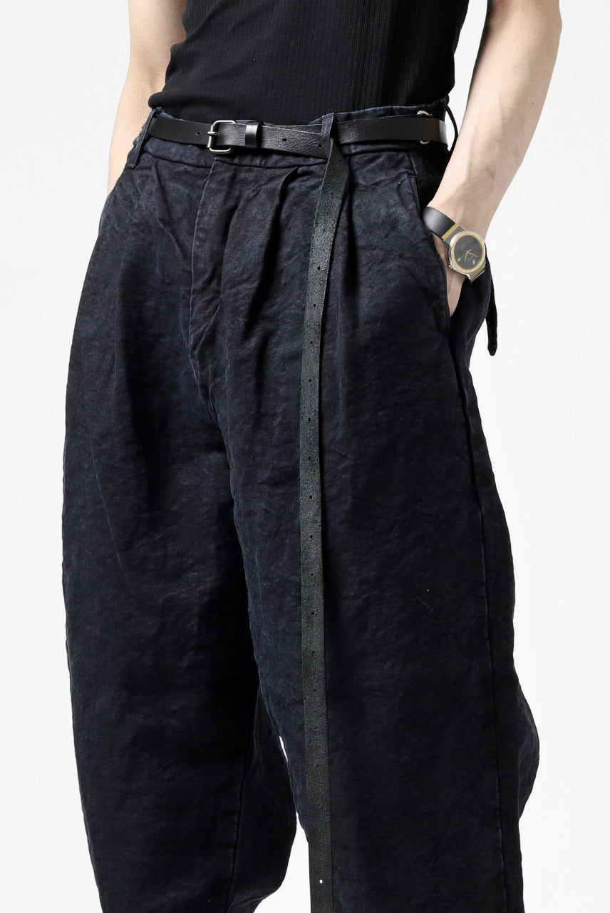 ISAMU KATAYAMA BACKLASH TAPERED TROUSERS / GARMENT NATURAL DYED LINEN CANVAS (INDIGO)