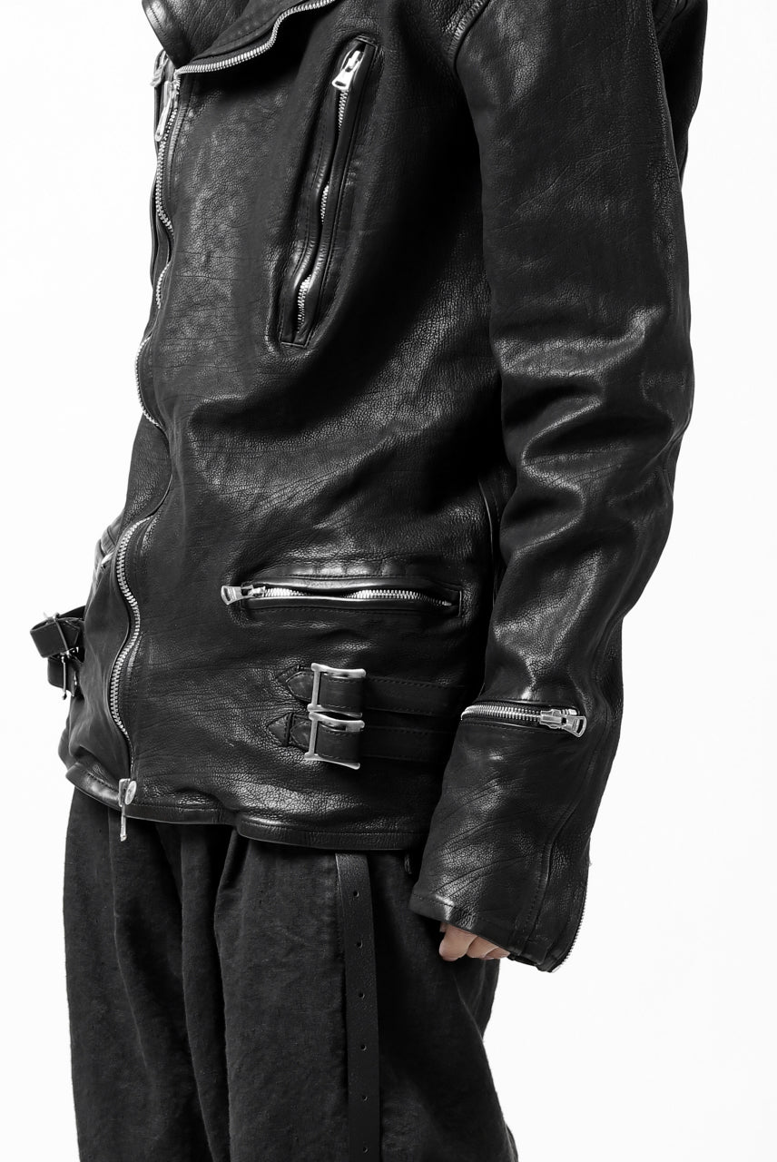 画像をギャラリービューアに読み込む, ISAMU KATAYAMA BACKLASH exclusive DOUBLE RIDERS JACKET / JP-CALF GARMENT WASHED (BLACK)