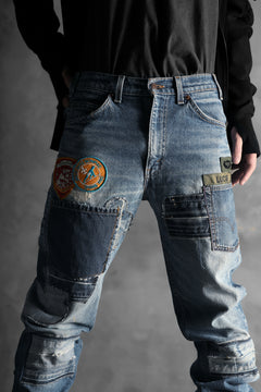 画像をギャラリービューアに読み込む, CHANGES VINTAGE REMAKE PATCHWORK DENIM TAPERED PANTS / VINTAGE DENIM (INDIGO #B)