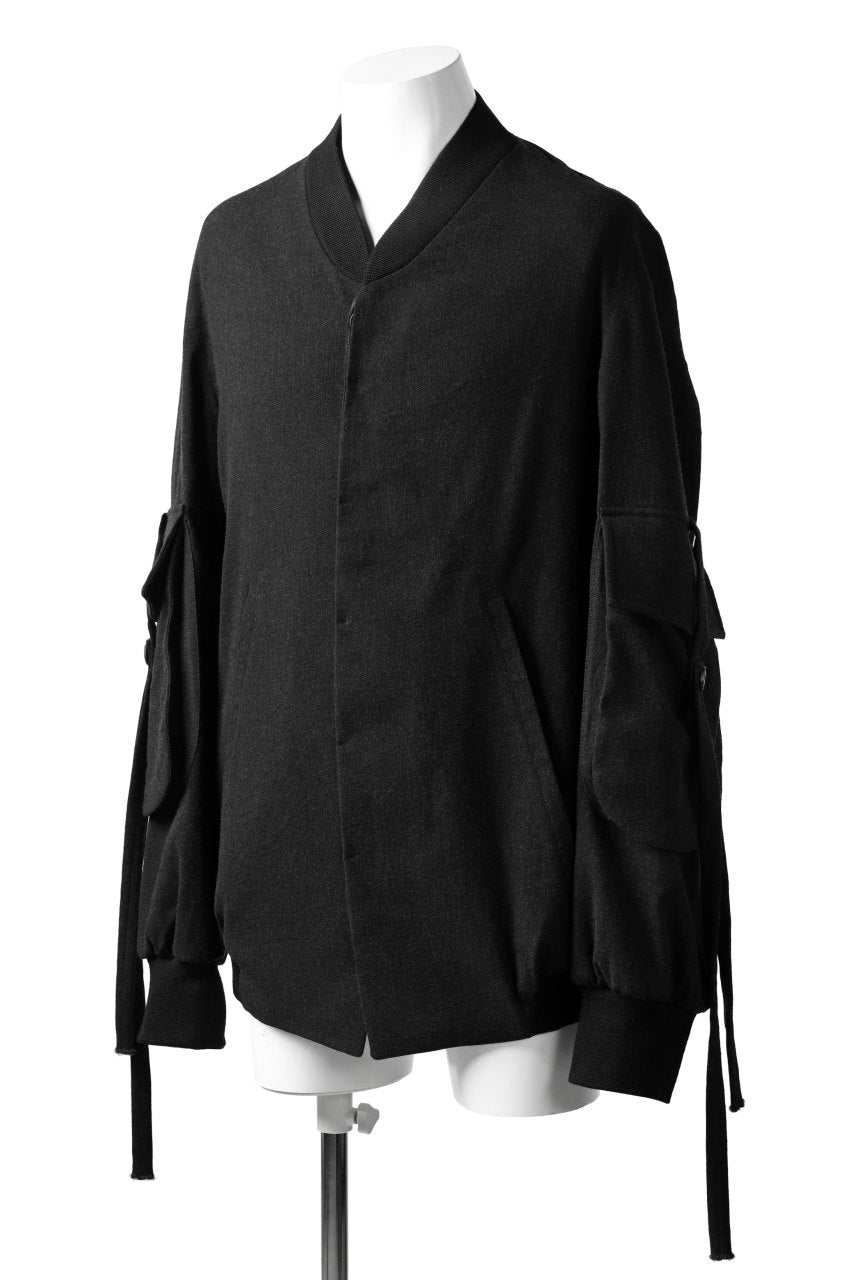 Load image into Gallery viewer, SOSNOVSKA exclusive WIDE PATCH POCKET BOMBER / WOOL &amp; CASHMERE (CHARCOAL)