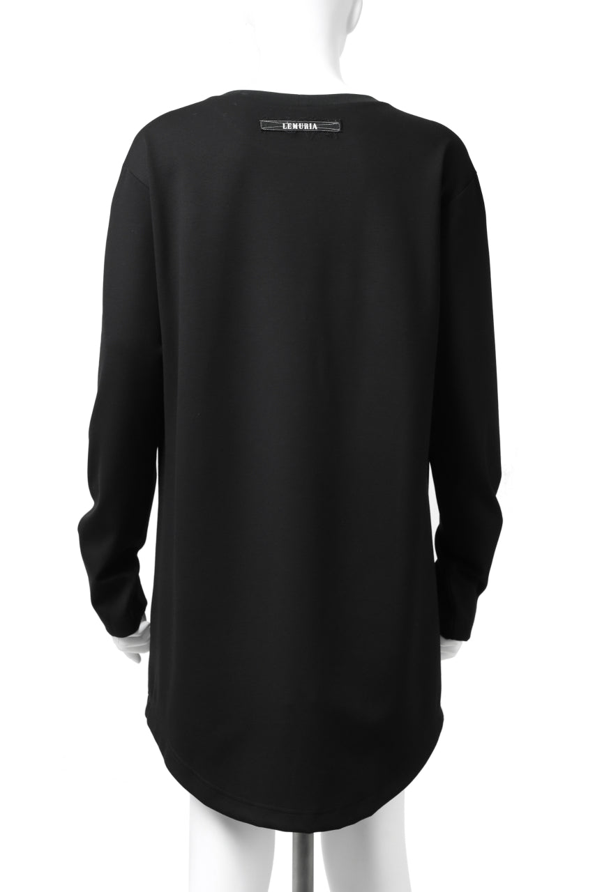 LEMURIA FLOWING LONG SLEEVE TOP / STRETCH PUNCH ROME (BLACK)