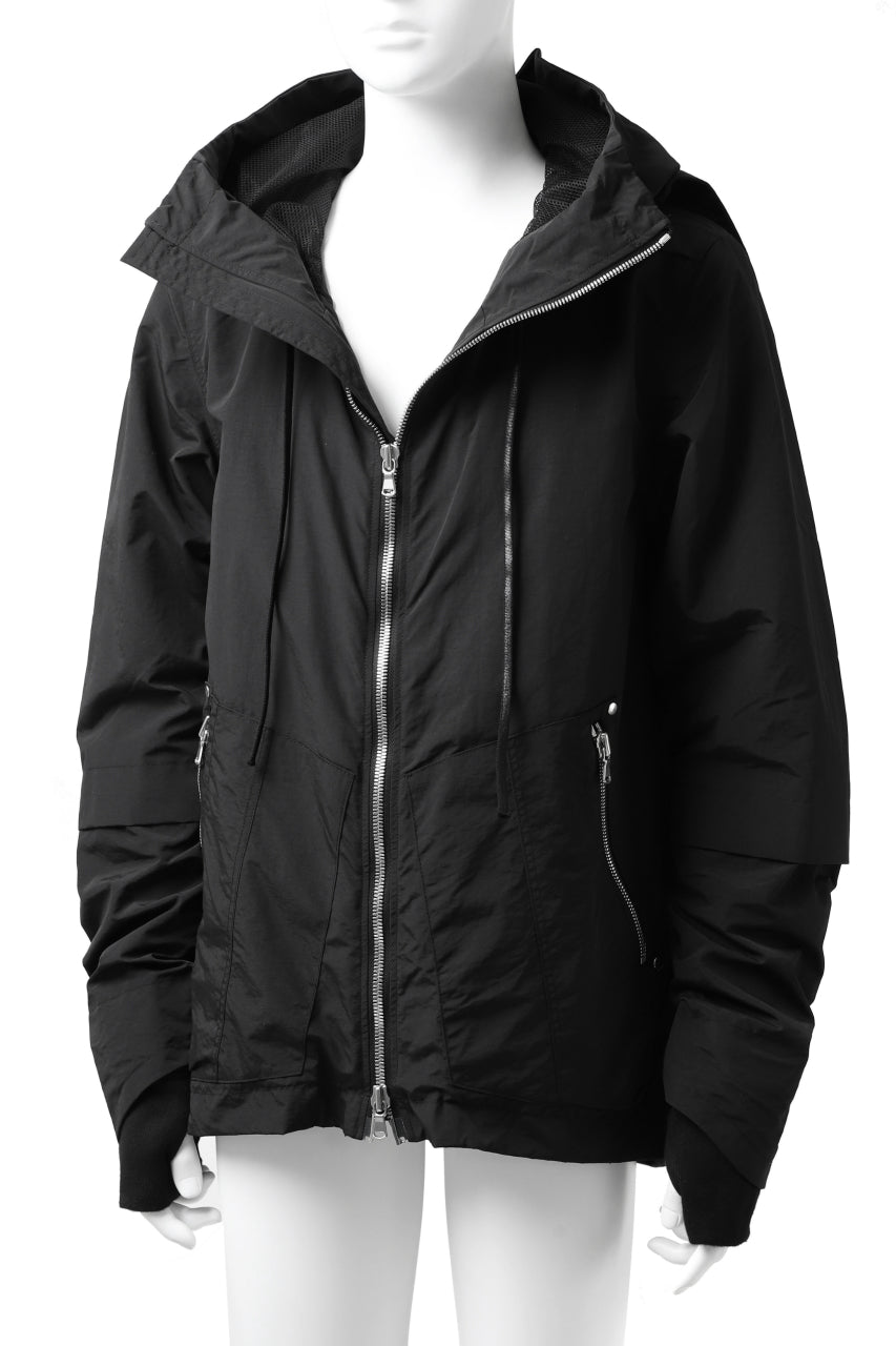 A.F ARTEFACT "PLEASANT" PARKA-JACKET / SALT SHRINKAGE NYLON (BLACK)