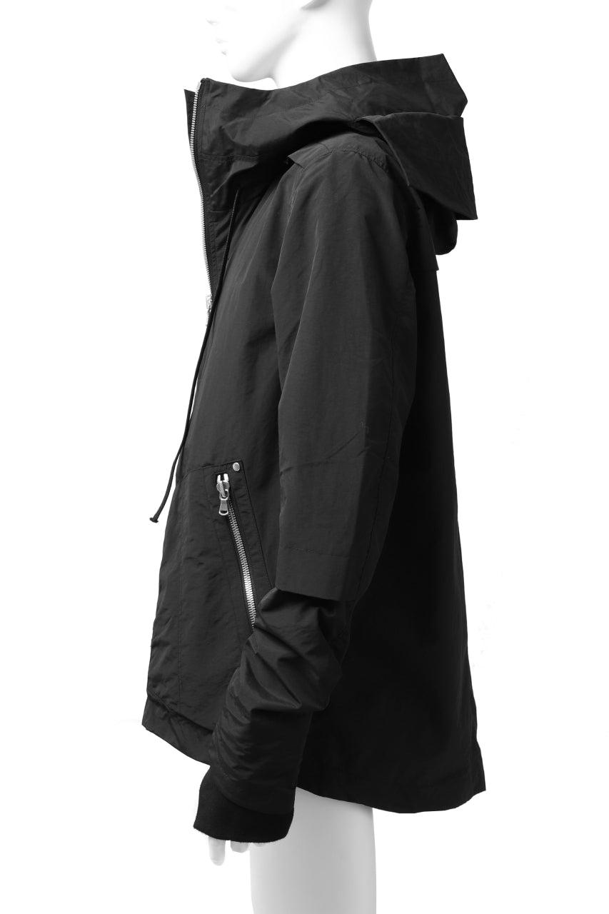 A.F ARTEFACT "PLEASANT" PARKA-JACKET / SALT SHRINKAGE NYLON (BLACK)