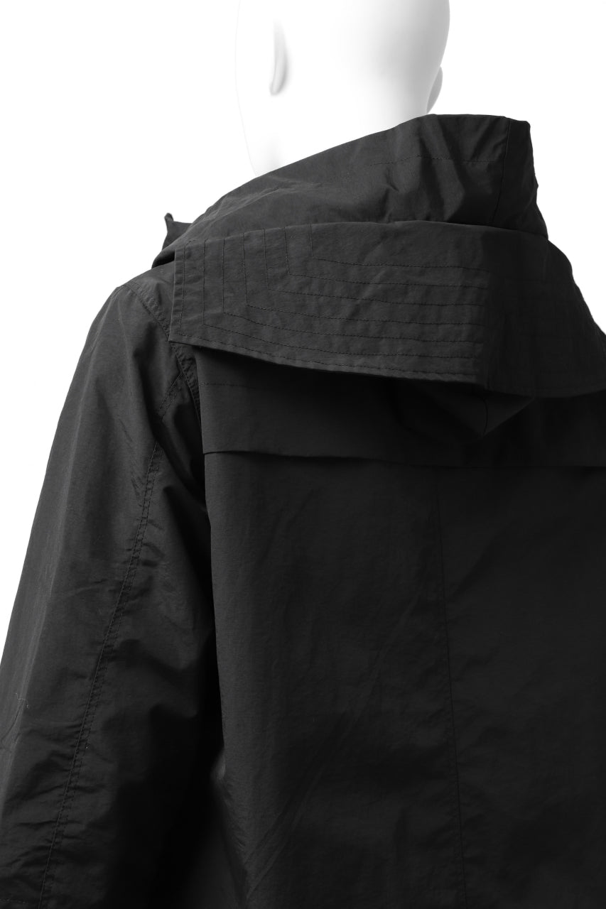 A.F ARTEFACT "PLEASANT" PARKA-JACKET / SALT SHRINKAGE NYLON (BLACK)