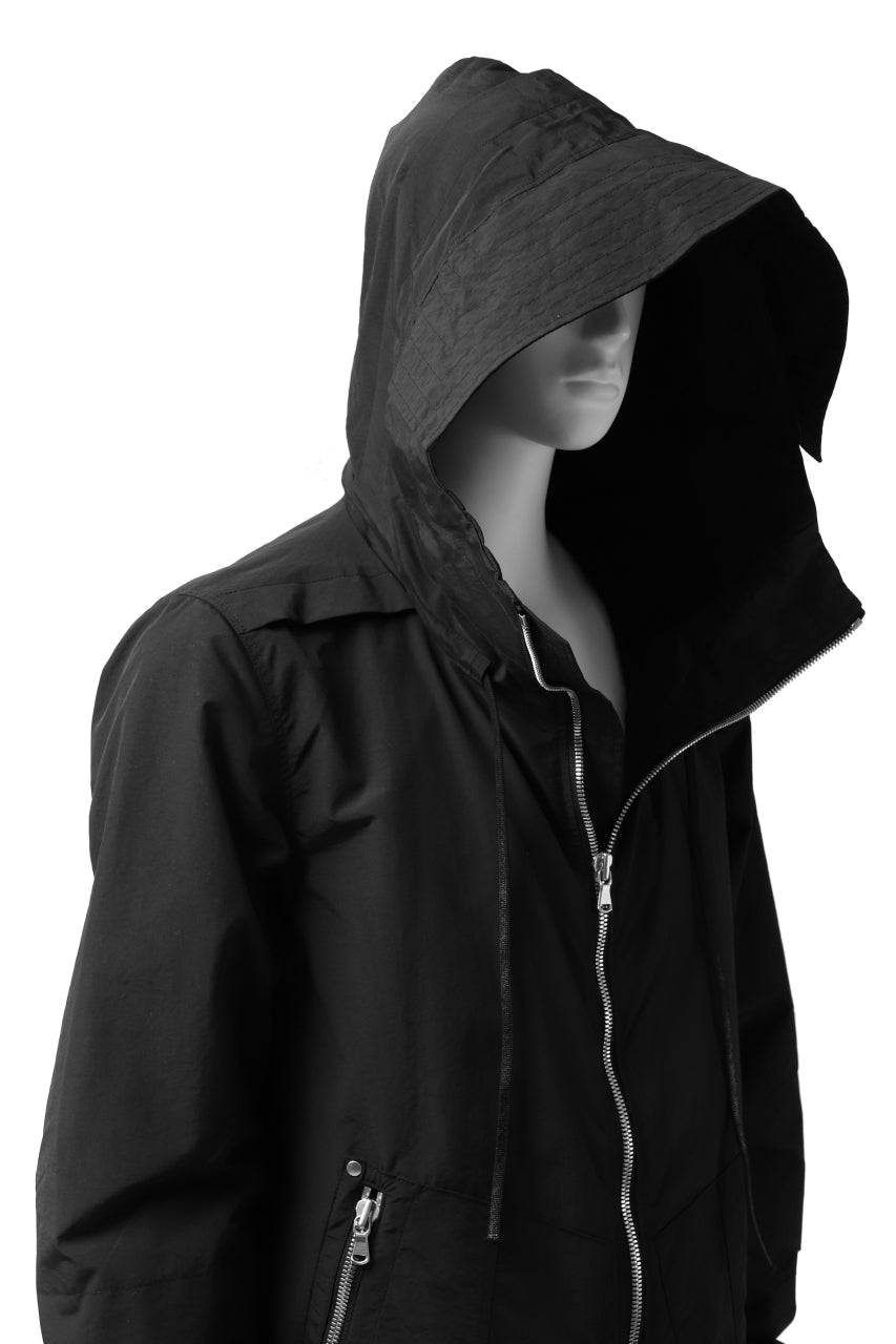 A.F ARTEFACT "PLEASANT" PARKA-JACKET / SALT SHRINKAGE NYLON (BLACK)